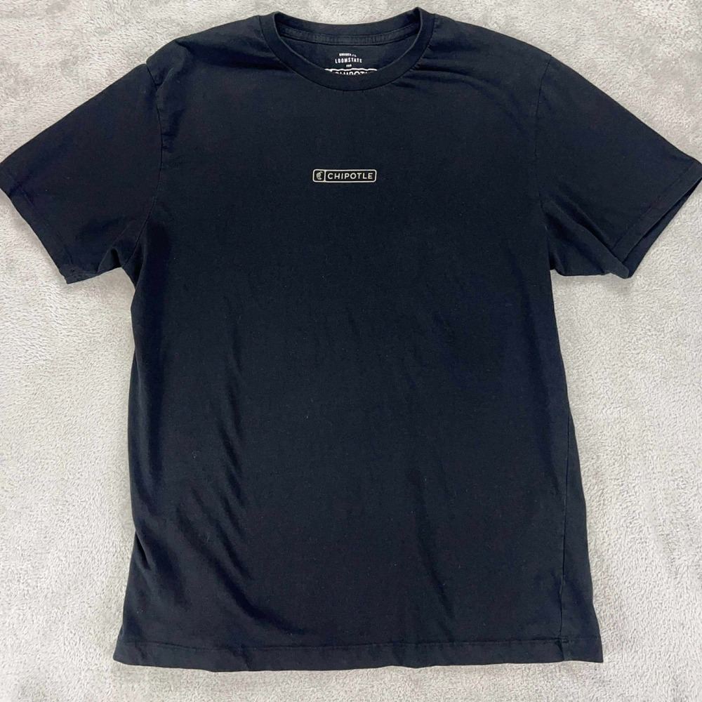 Loomstate for Chipotle Graphic T-Shirt Novelty Back Print Black‎ Unisex Large